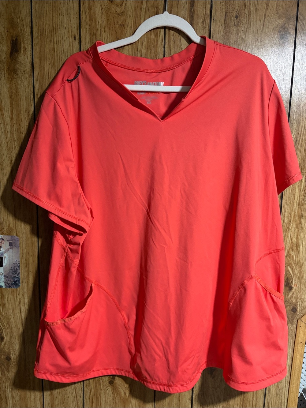Grey’s Anatomy Women's Coral V-Neck Short Sleeve Scrub Top with Front Pockets